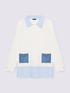 Maglia bimaterica con tasche in denim image number 4