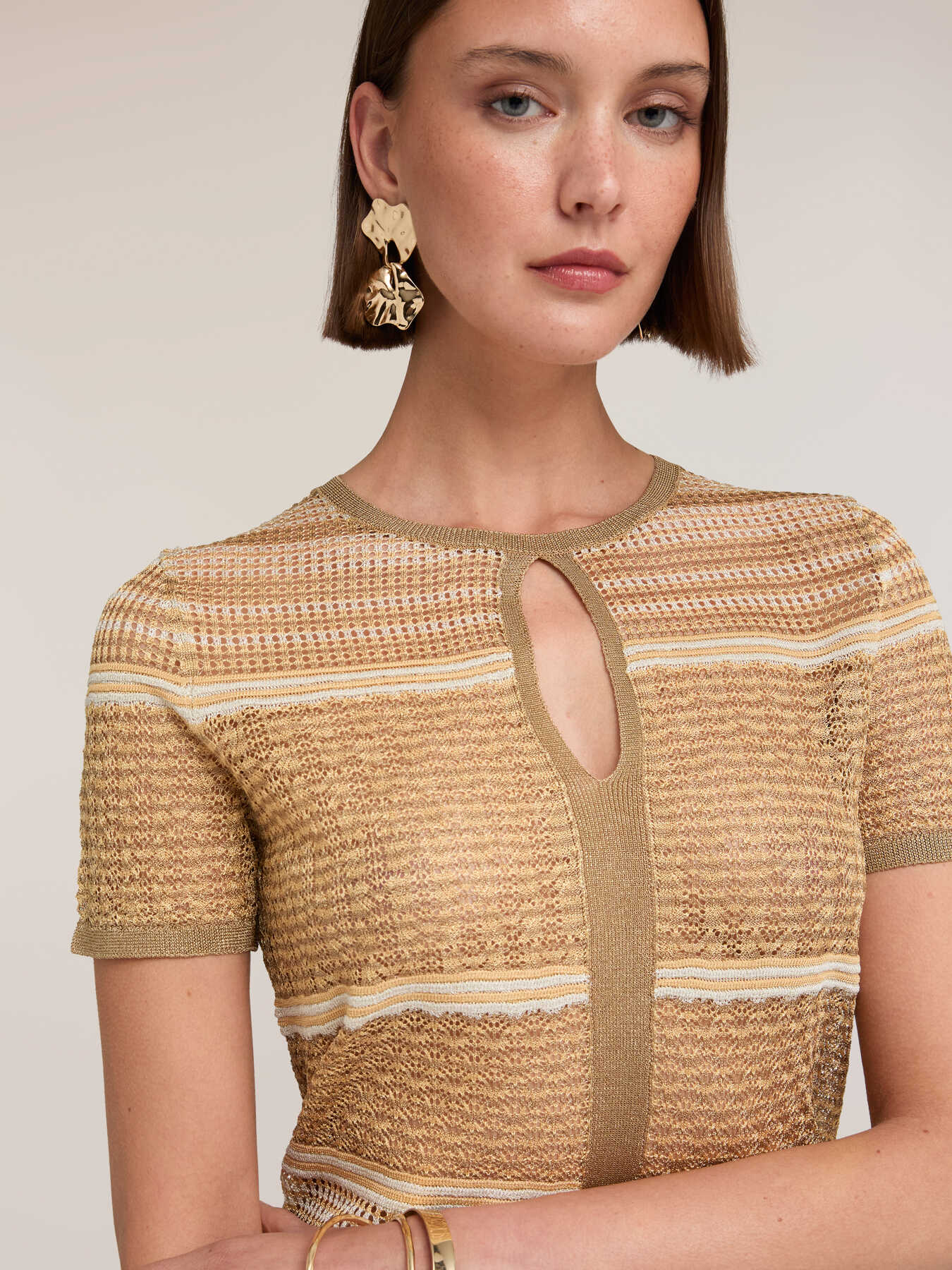 Striped lurex blend sweater image number 2