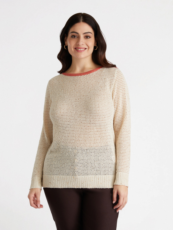 Pullover mit Bordüre in Kontrastfarbe