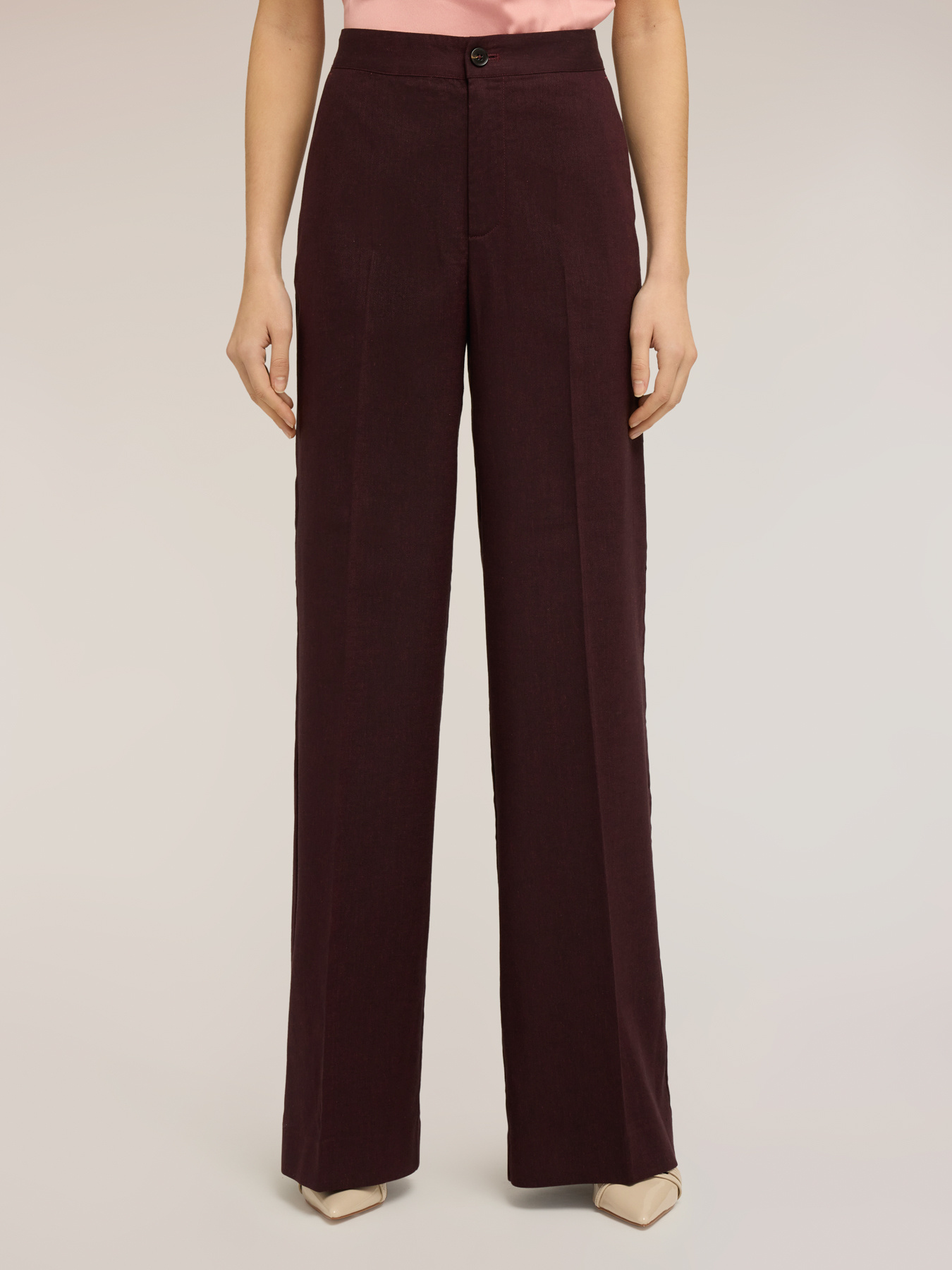 Wide-leg trousers in linen blend image number 2