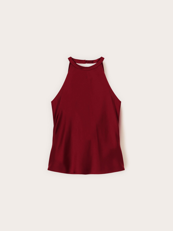 Top din satin cu drapaj pe spate