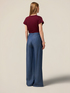Wide-leg palazzo jeans in Tencel satin image number 1
