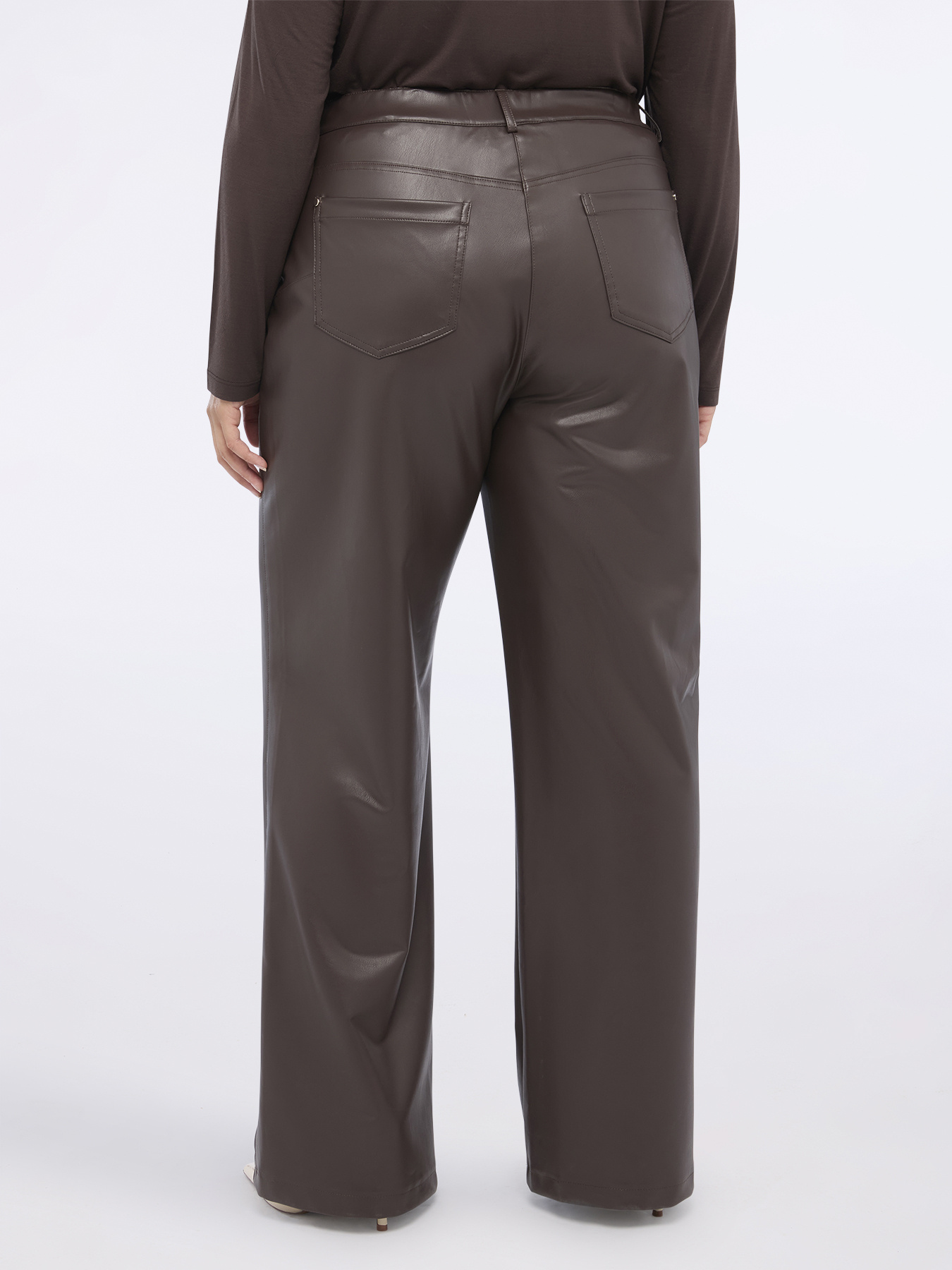Straight fit trousers in coated fabric image number 1