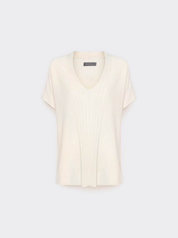 Ribbed viscose blend jumper