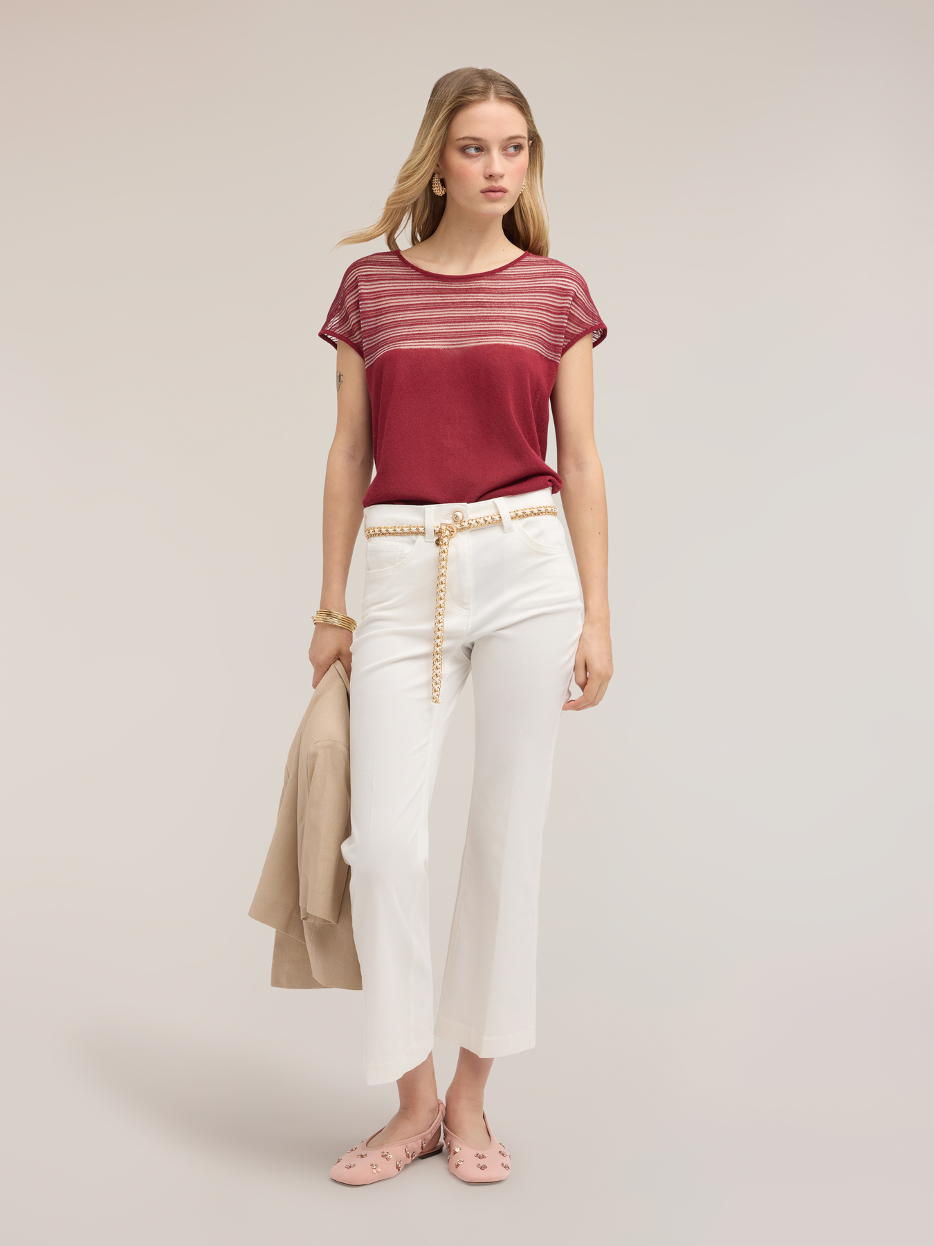 Striped linen blend sweater image number 3