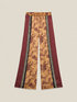 Pantaloni palazzo din satin cu imprimeu image number 4
