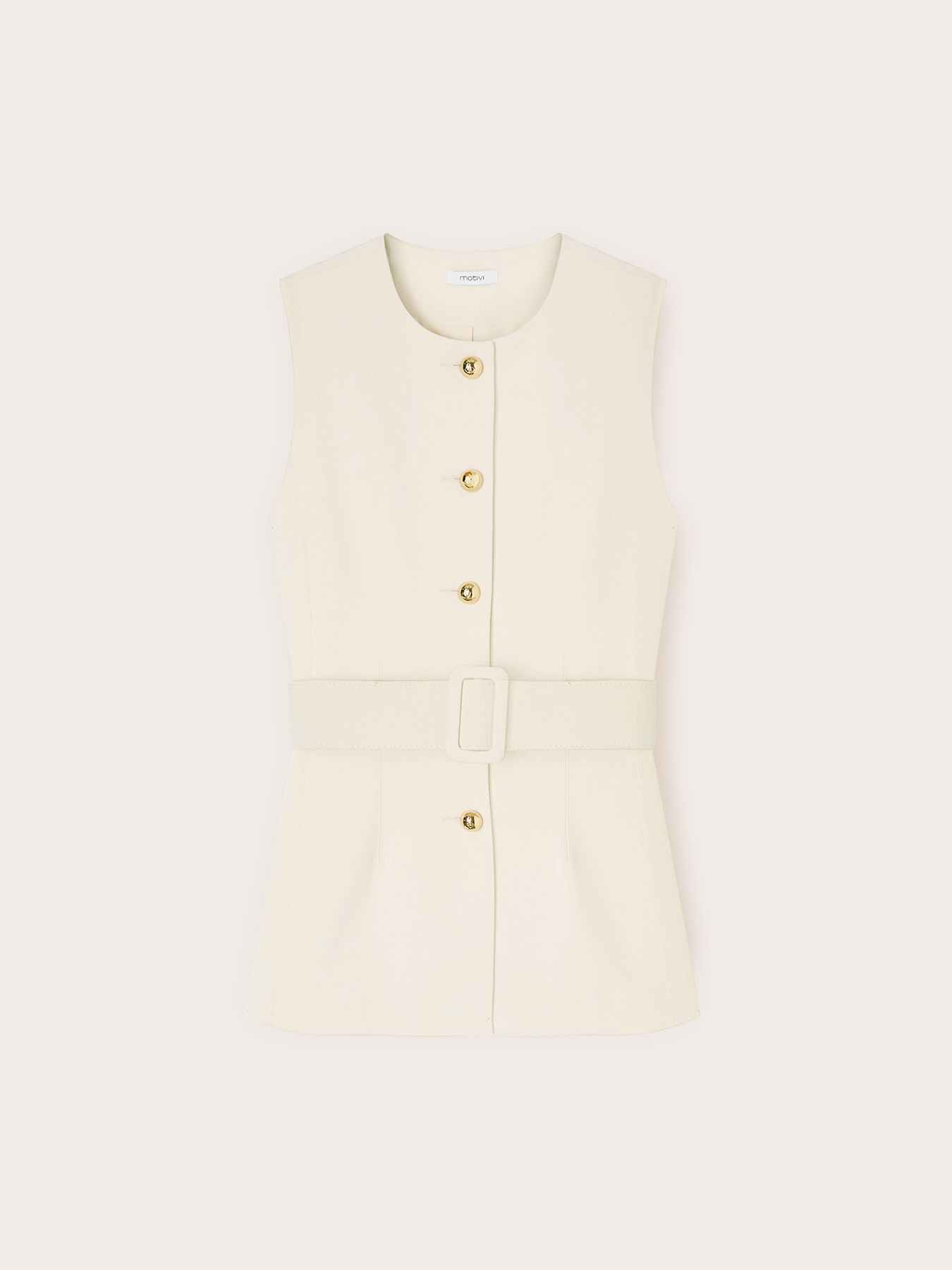 Gilet simple boutonnage avec boutons m&eacute;talliques et ceinture image number 4