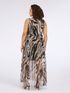 Vestito flare lungo in tulle con stampa image number 1