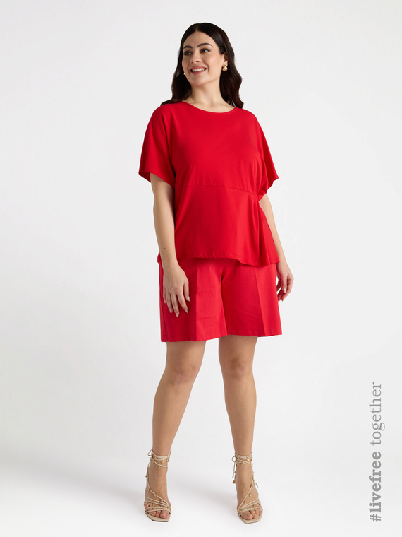 T-shirt with side pleats