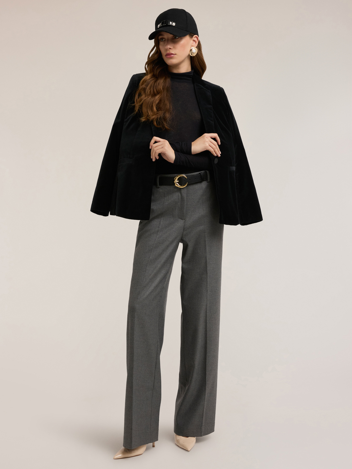 Pantaloni palazzo in flanella image number 0