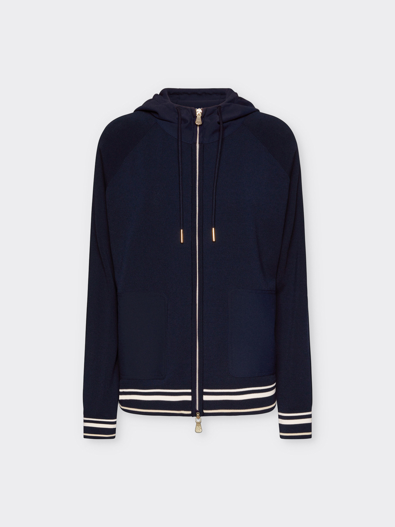 Cardigan with hood and striped trim image number 4