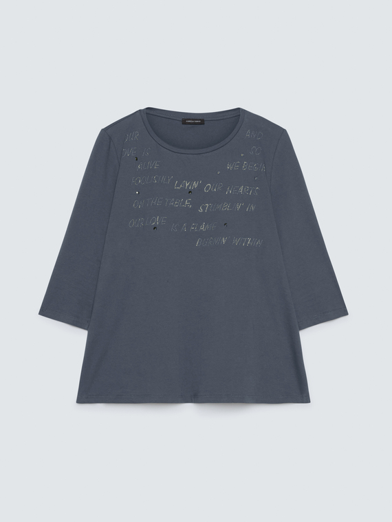 T-shirt en coton avec lettrage en strass