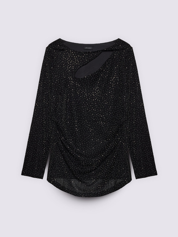 T-shirt in jersey con strass