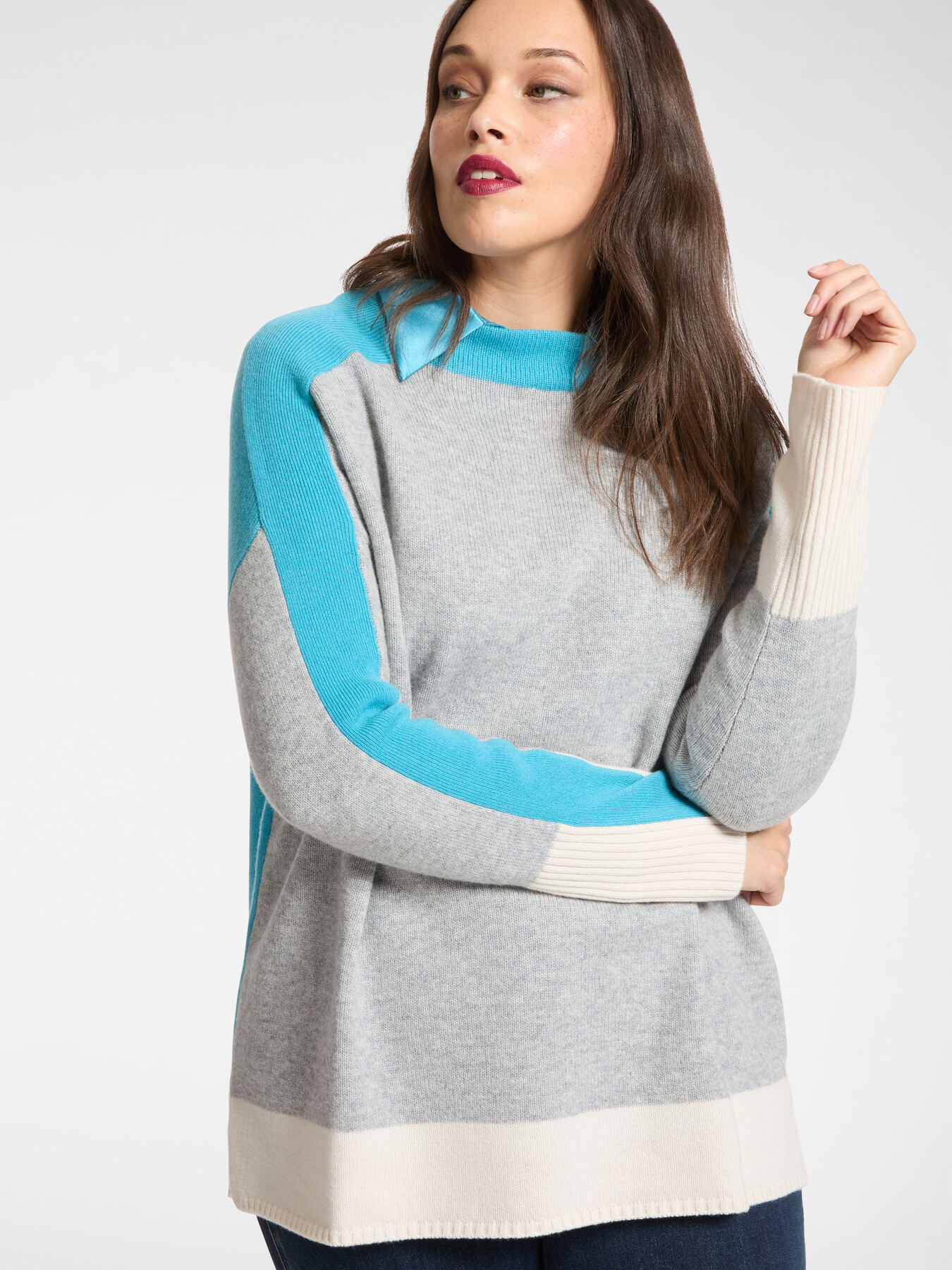 Color block wool sweater image number 0
