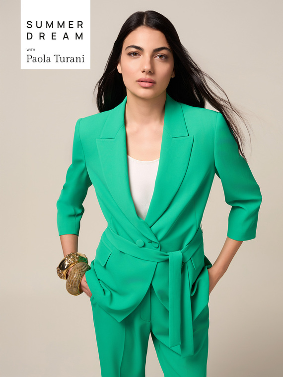 Double-breasted blazer with sash