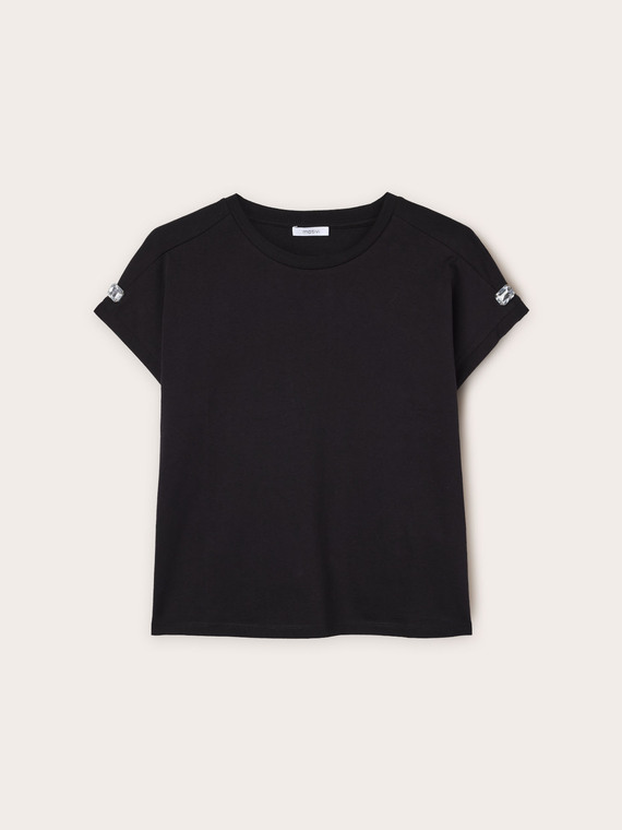 T-shirt kimono avec pierres sur les manches