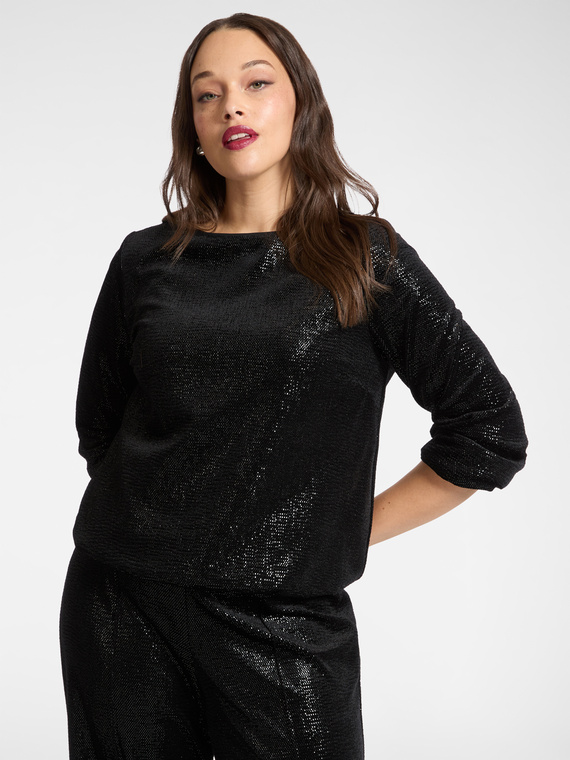 blusa de chenilla laminada