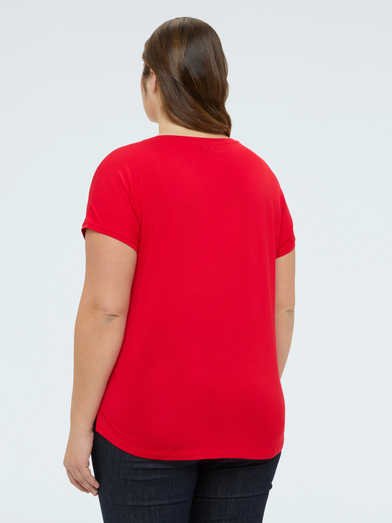 Two-material V-neck T-shirt image number 1