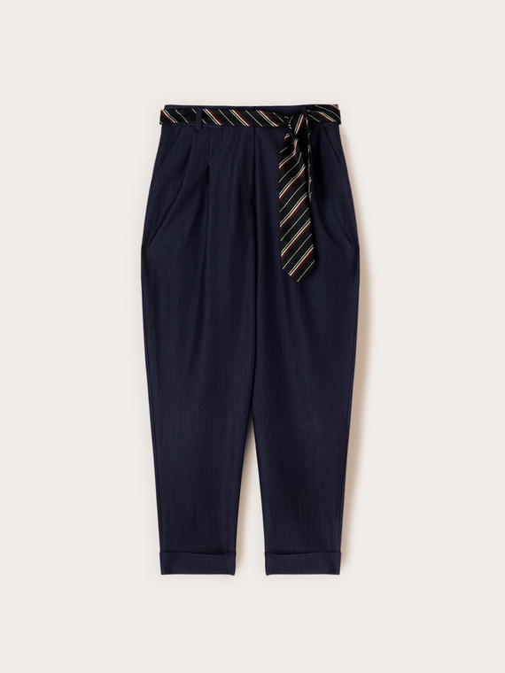 Pantalon carotte en chambray