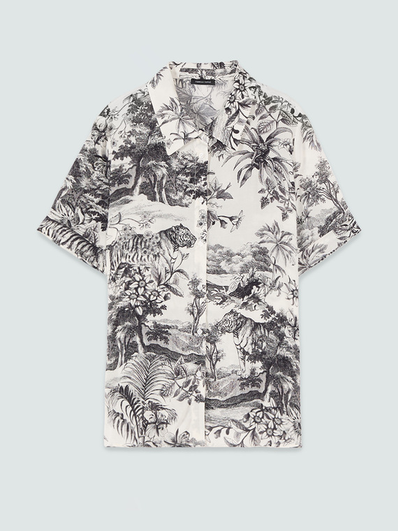 Boxy-Hemd mit exotischem Print