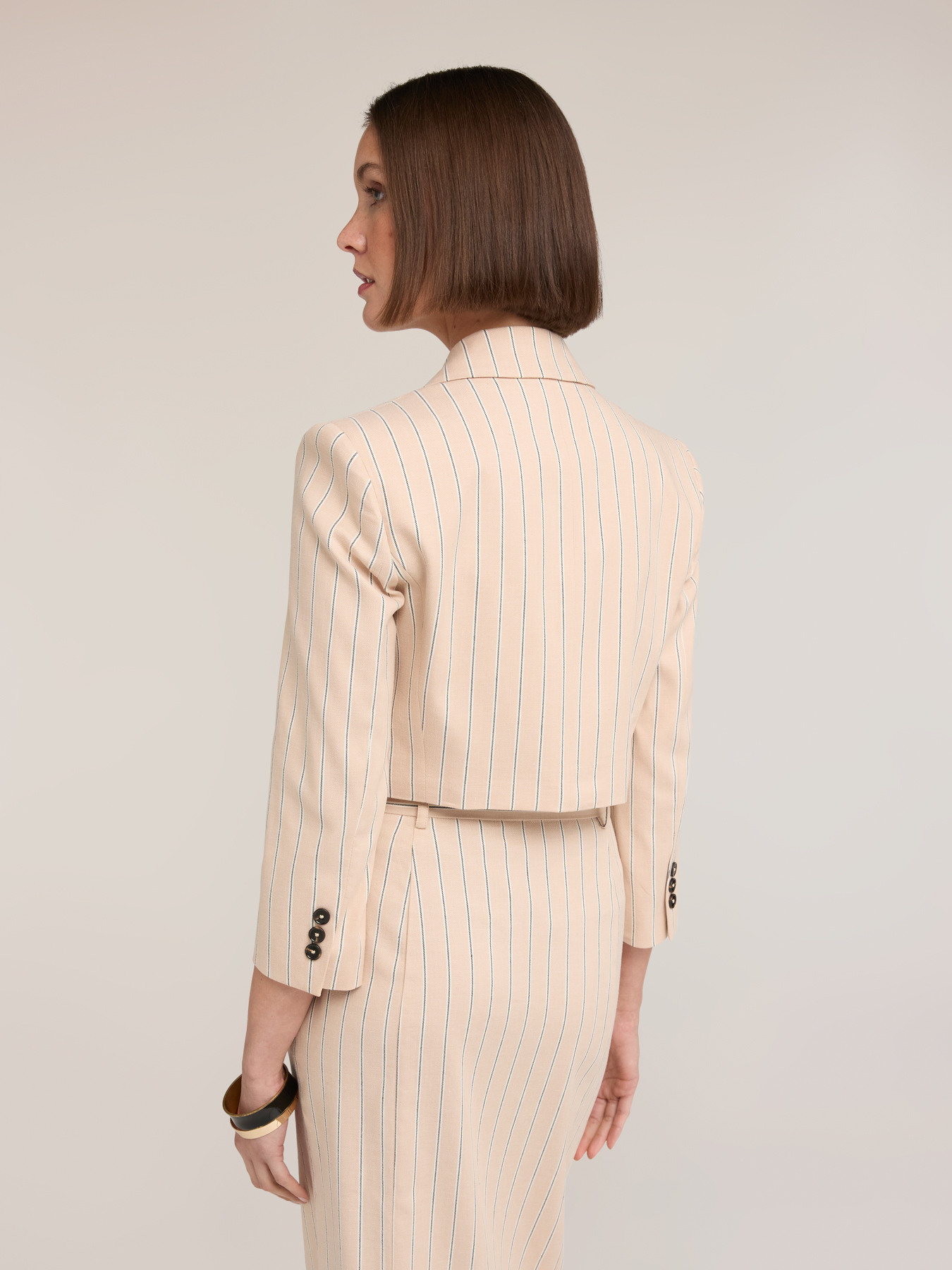 Blazer spencer din amestec de in cu dungi image number 1