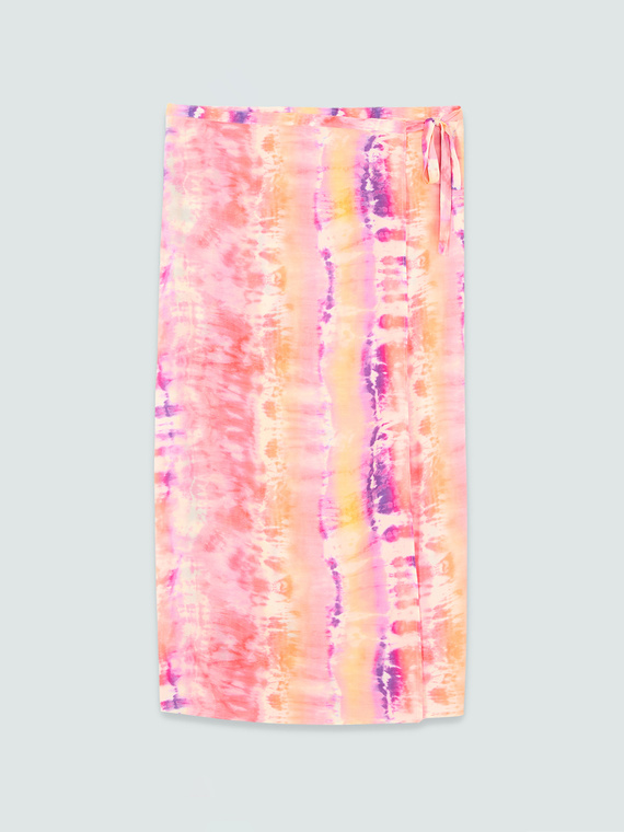 Pareo aus Viskose mit Tie-Dye-Print