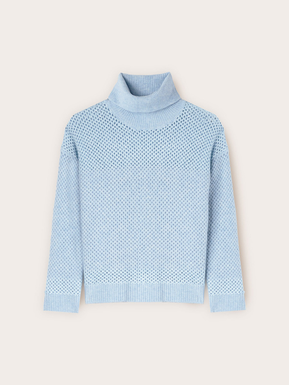 Turtleneck sweater with mesh knit