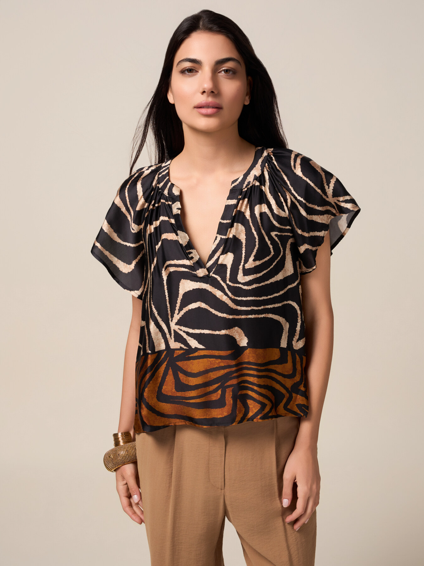 Fantasie-Bluse aus Satin image number 0