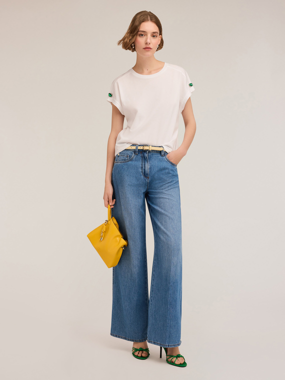 Kimono t-shirt with stones on the sleeves