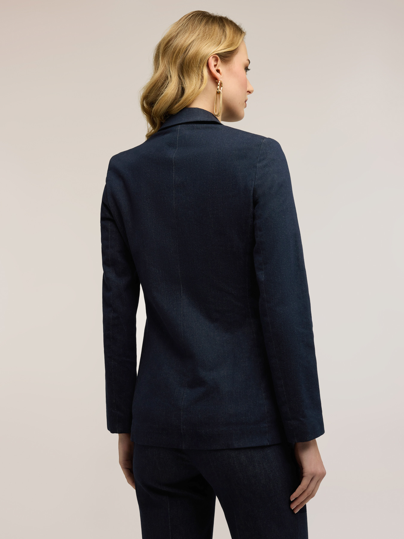 Double-breasted denim blazer image number 1