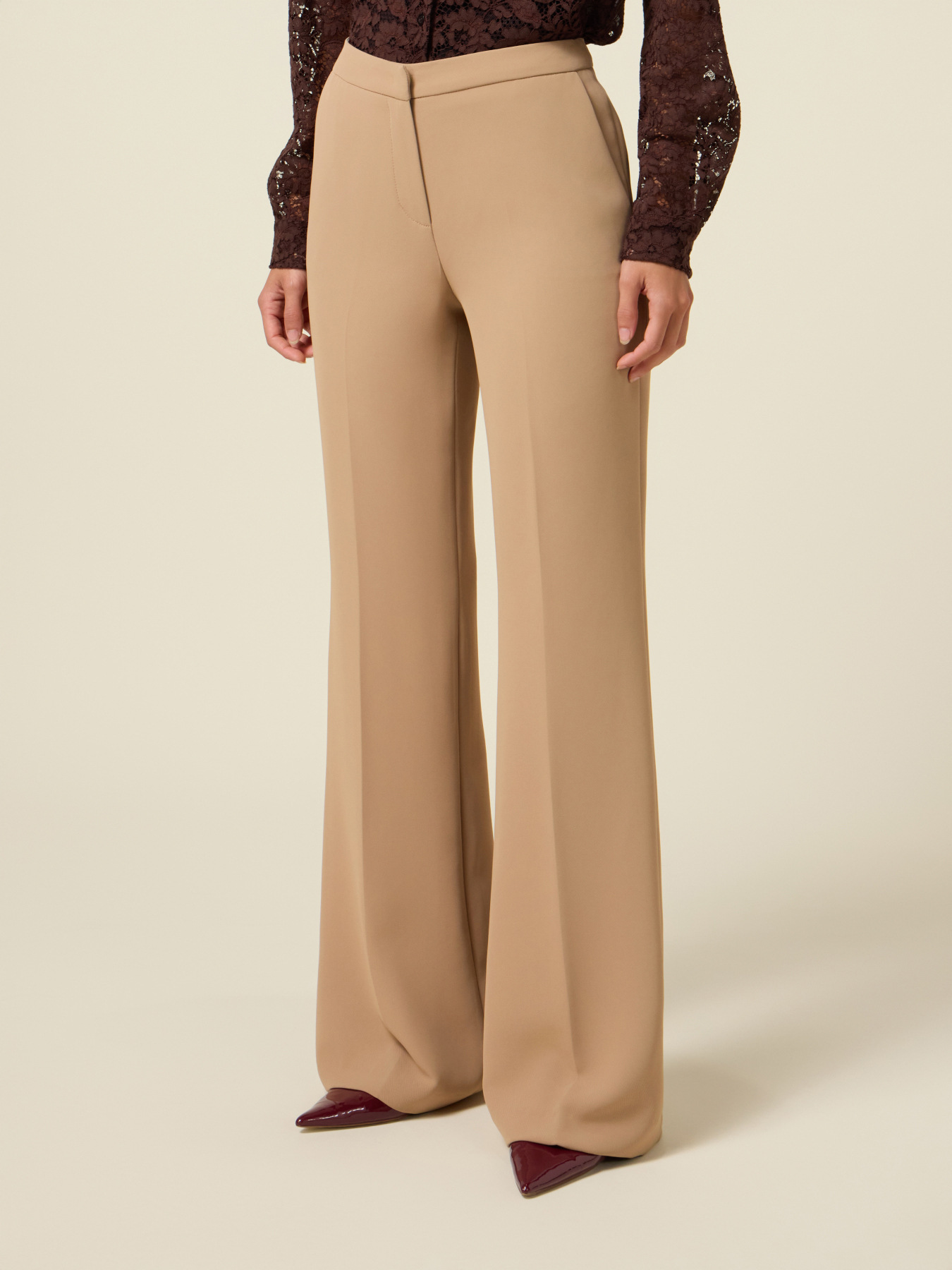 Pantaloni palazzo in tessuto crêpe image number 4