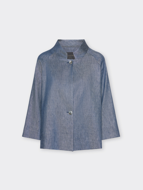 Giacca boxy in lino effetto denim