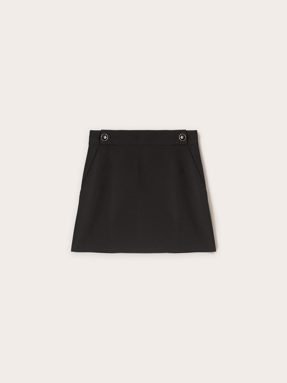 Crepe fabric mini skirt with buttons