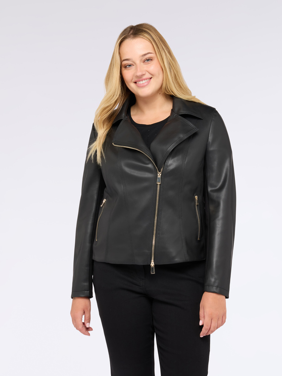 Biker jacket with asymmetrical zip