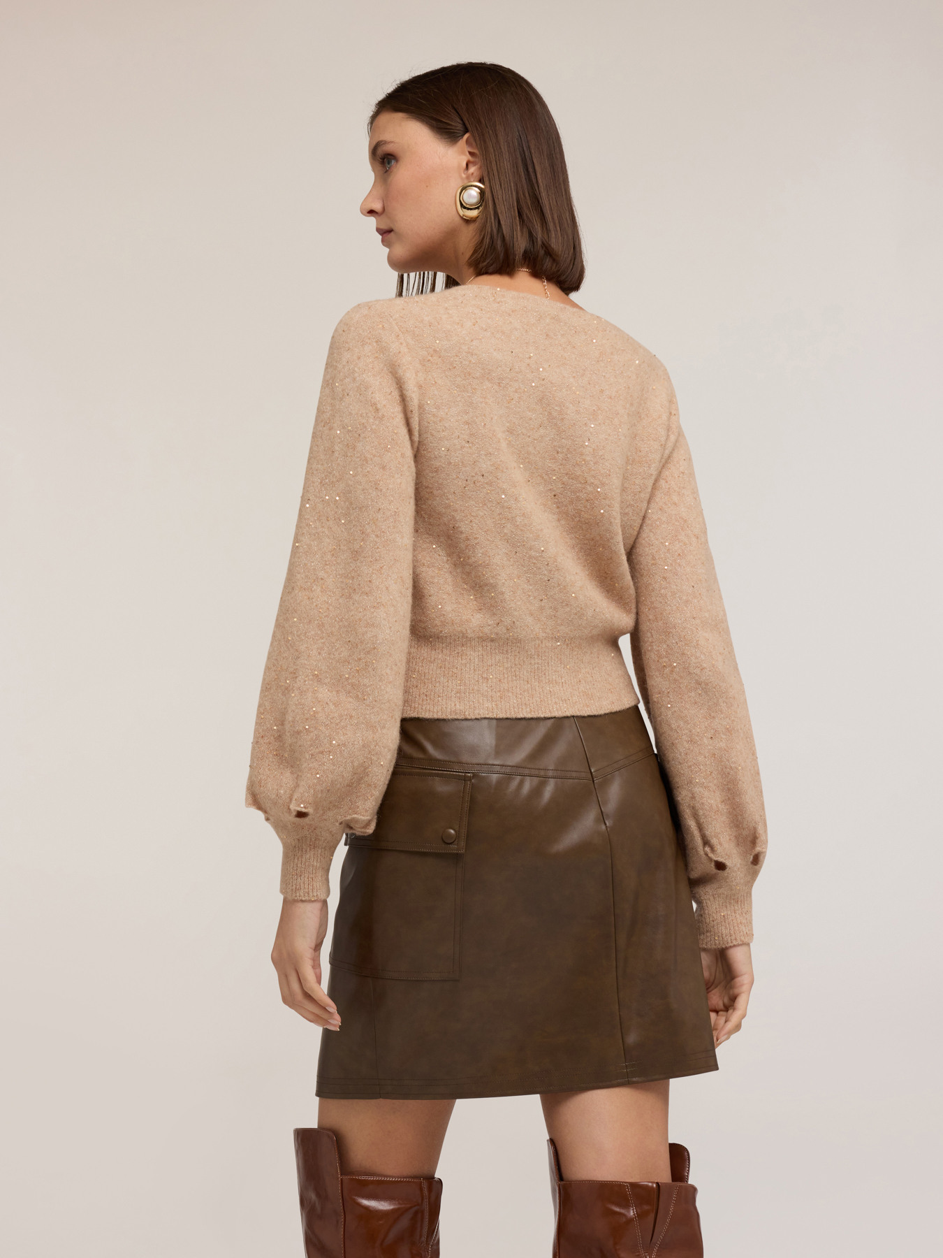 Sequined knit cardigan image number 1