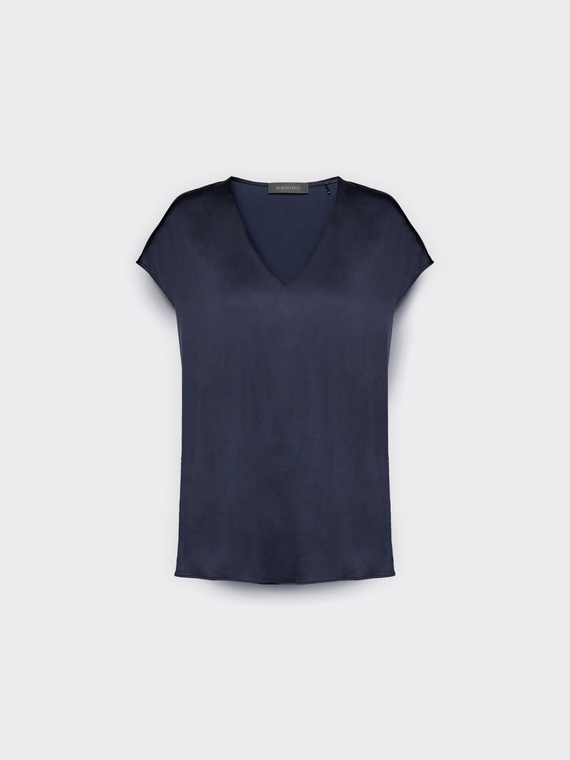 Satin-Bluse mit V-Ausschnitt