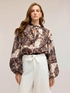 Poplin blouse with print and balloon sleeves image number 0