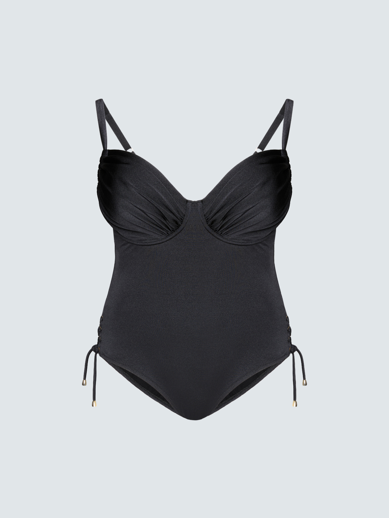 One-piece swimsuit with ruffles and side ties image number 5