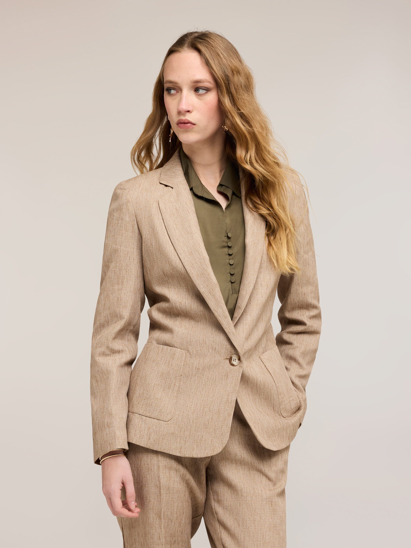 Single-breasted linen blend blazer image number 2