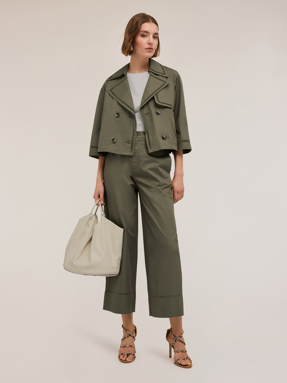 Short trench coat with openwork detail