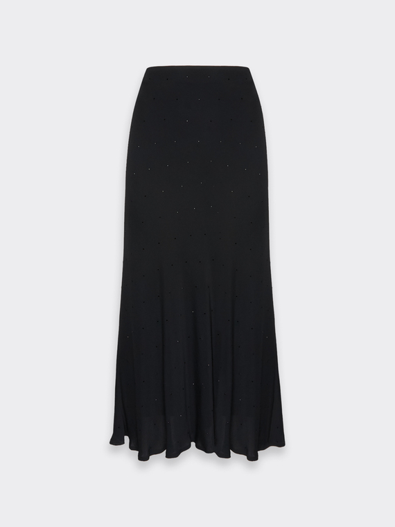 Jupe longue &eacute;vas&eacute;e en viscose brod&eacute;e