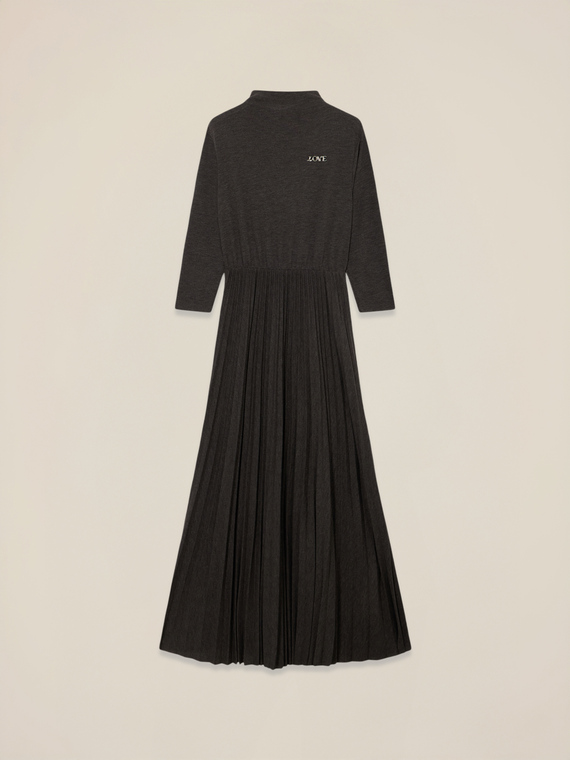 Vestito flare misto viscosa con spilla