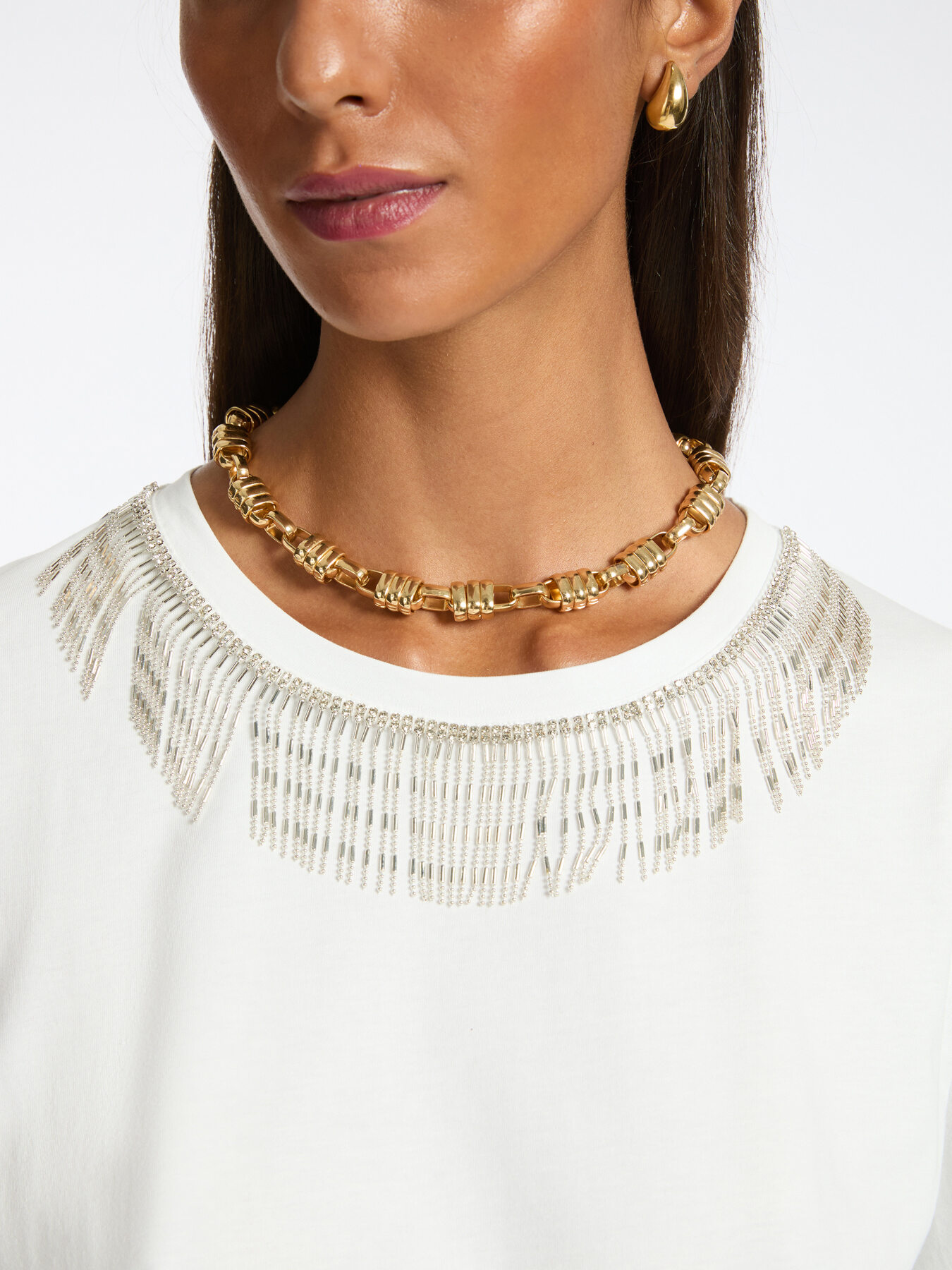 T-shirt com franjas de strass image number 3