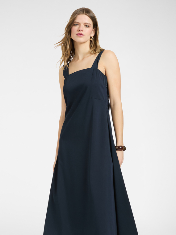 Langes Kleid aus Baumwollmischsatin