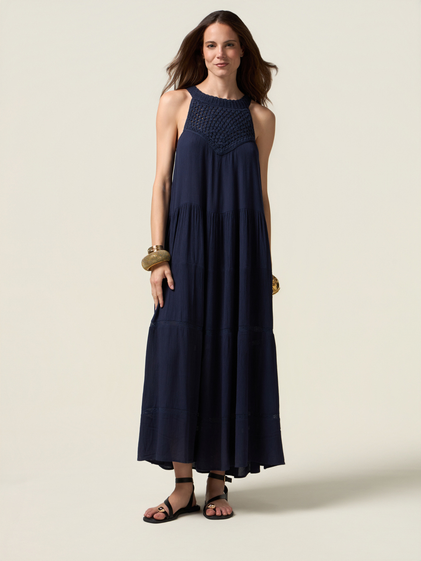 Robe longue avec insert en crochet image number 0