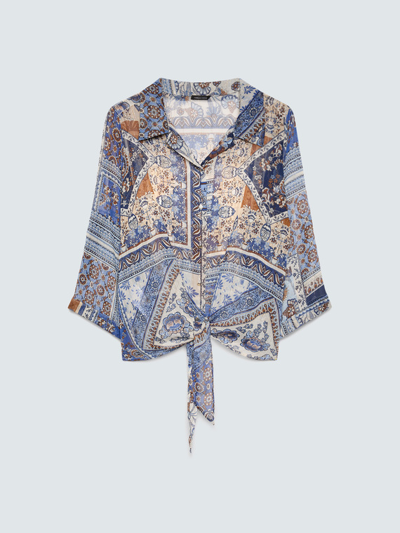 Blouse imprim&eacute; foulard en mousseline viscose