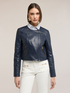 Biker jacket with asymmetric zip and striped lining image number 0