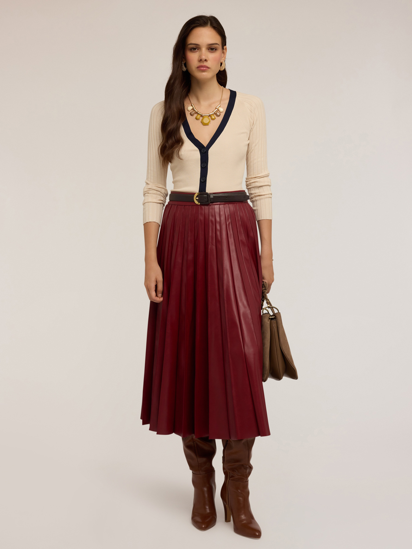 Zweifarbiger gerippter Cardigan image number 0