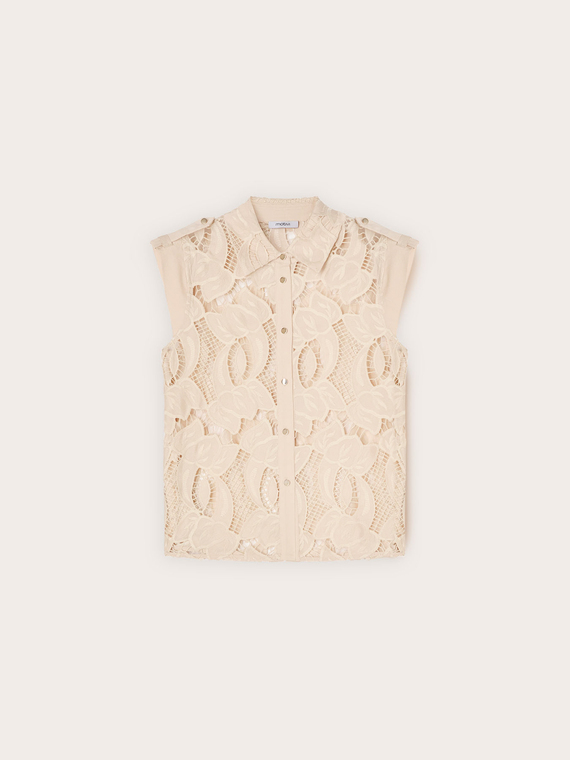 Sleeveless sangallo shirt