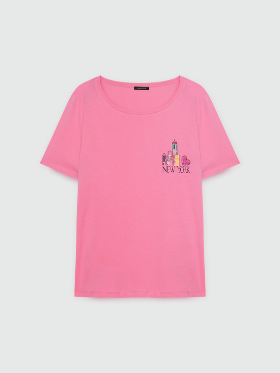 T-Shirt mit New York-Stickerei